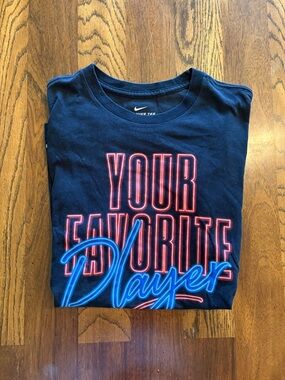 Nike Black T‑Shirt with Neon Pink and Blue Graphic